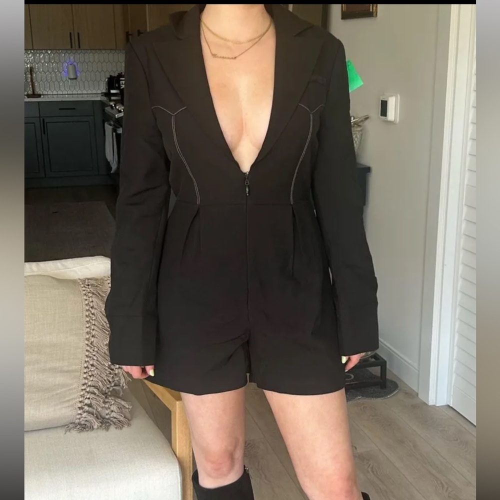 Black Plunge Blazer Dress